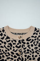 Khaki Leopard Drop Shoulder Knitted Cardigan Cardigans cee98855f24b14f1