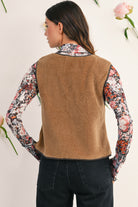 Light French Beige Fleece Tie Front Winter Vest Jackets cf0d7e97b7b0165f