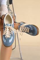 Dusk Blue Two Tone Suede Patched Lace Up Sneakers Sneakers cf4fe7773dc940f2