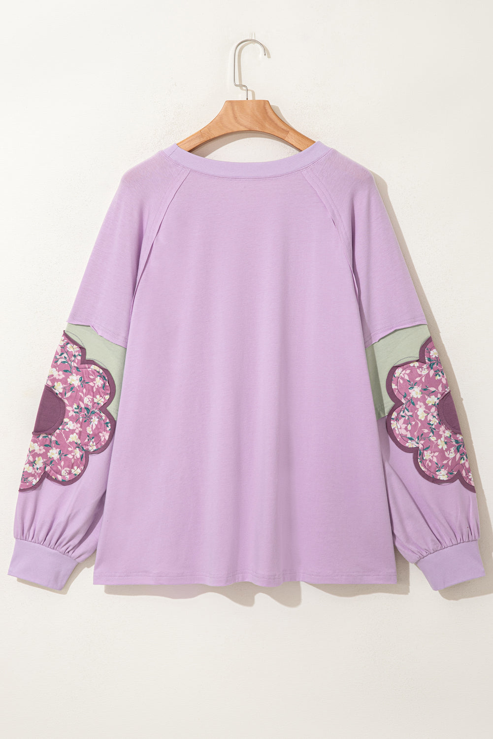 Phalaenopsis Flower Patched Colorblock Plus Size Pullover Top Plus Size Tops cfe6caaf56d11f92