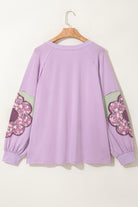 Phalaenopsis Flower Patched Colorblock Plus Size Pullover Top Plus Size Tops cfe6caaf56d11f92