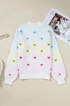 Multicolor Heart Pattern Colorblock High Neck Sweater Sweaters d02bebc23f85b0e5