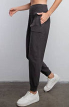 BeautybyShree Rib Brushed Full Length Jogger Pant in Black