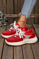 Fiery Red Rhinestone PU Leather Platform Casual Sneakers Sneakers d0c8c15690905679