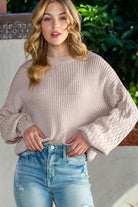 Parchment Chunky Knit Sleeve Drop Shoulder Sweater Sweaters d0df80ace6911b25