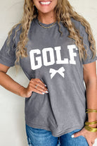 Gray GOLF Bow Heat Transfer Printing Casual T Shirt Graphic Tees d0e704e5c19dec45