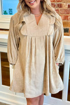 Parchment Notched Neck Scallop Detail Plus Size Mini Dress Plus Size Dresses d225319379fdac5e