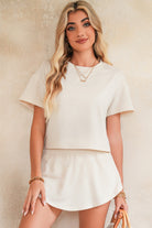 Black Cropped Tee and Ruffle High Waist Skort Set Two Piece Shorts Sets d293f1d97da006e6