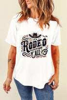 White IT'S RODEO TIME YALL Heat Transfer Printing Graphic T Shirt Graphic Tees d2a2e3efc094f0e1