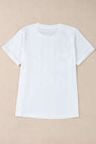 White Casual Bow Tie Baseball Graphic Round Neck Tee Graphic Tees d2b24673e5a5067f