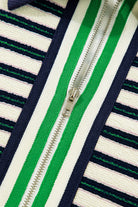 Navy Blue Pop of Color Zipper V Neck Striped Long Sleeve Top Long Sleeve Tops d2e44a11dd175508