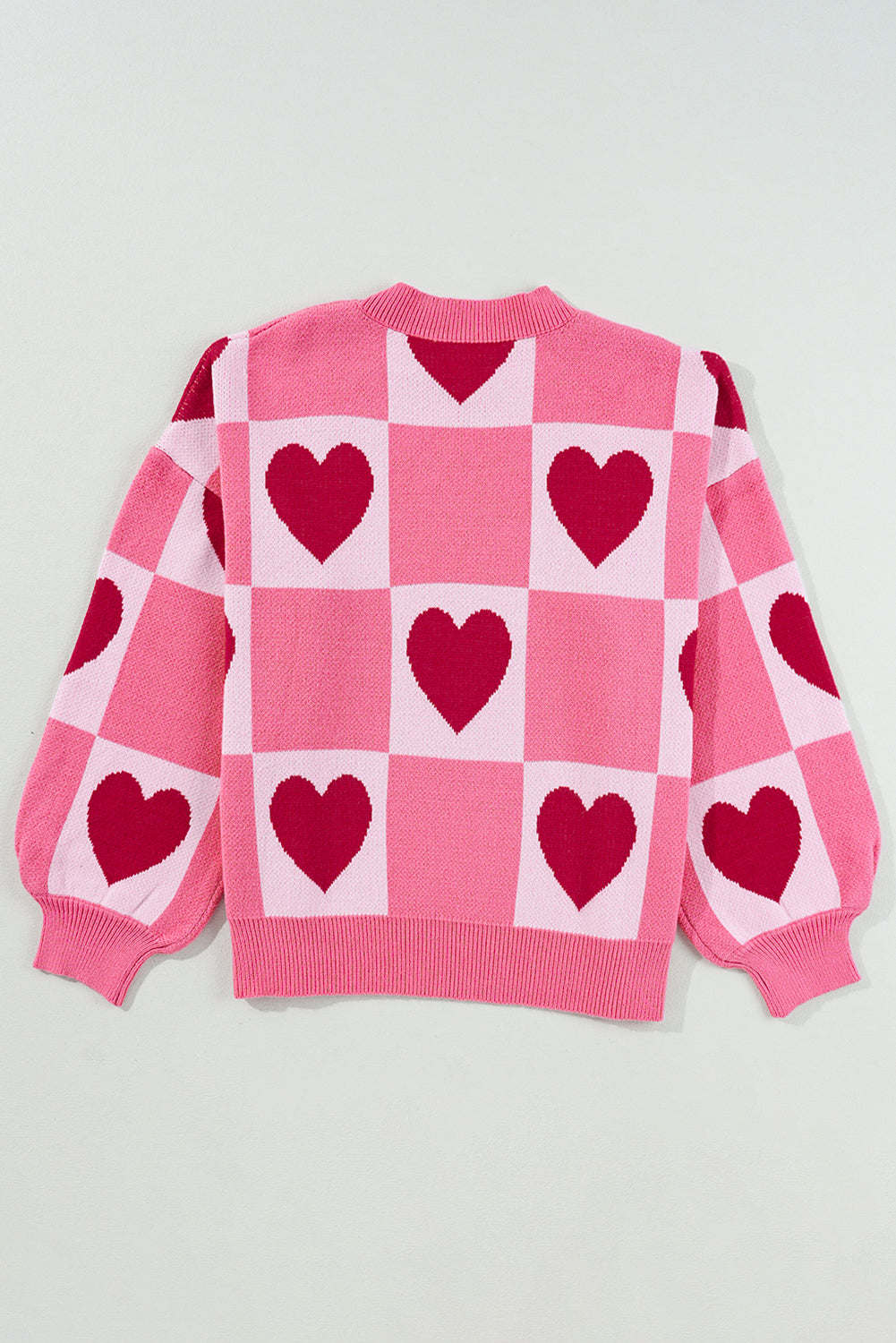 Pink Love Heart Checkered Valentine Knit Sweater Sweaters d2e5d2c047e06164