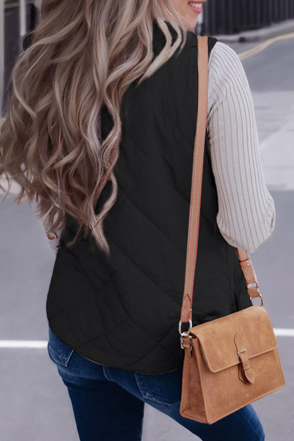 Black Zip Up Fleece Lined Quilted Vest Coat Coats d302d96a169bf126