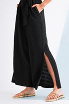 Black Checkered Mesh One Shoulder Short Sleeve Knotted Waist Jumpsuit Jumpsuits d350b5e10b1bc820