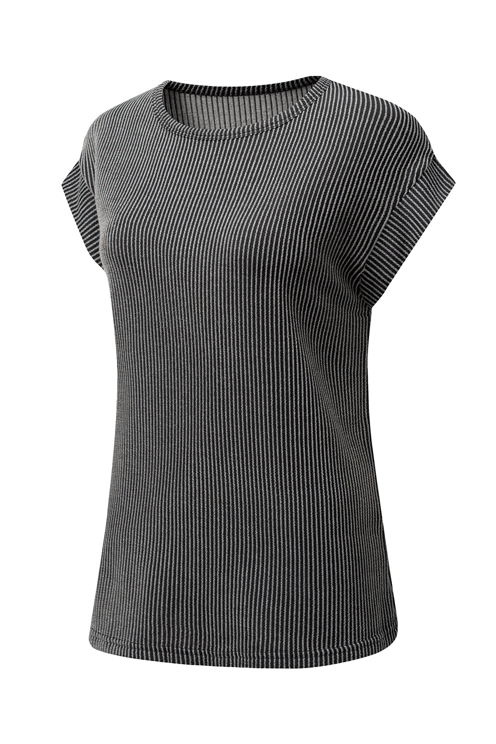Carbon Grey Twisted Ribbed Textured Plain T Shirt T Shirts d372ab5876b31931