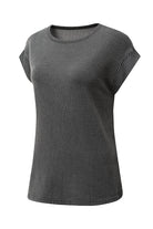 Carbon Grey Twisted Ribbed Textured Plain T Shirt T Shirts d372ab5876b31931