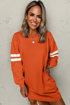 Black Preppy Striped Sleeve Loose Mini Dress Short Dresses d3d9a651517f4e5b