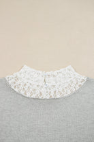 Light Grey Button Keyhole Lace Patchwork Drop Shoulder Sweater Sweatshirts & Hoodies d4cc5cfe6a5f9082