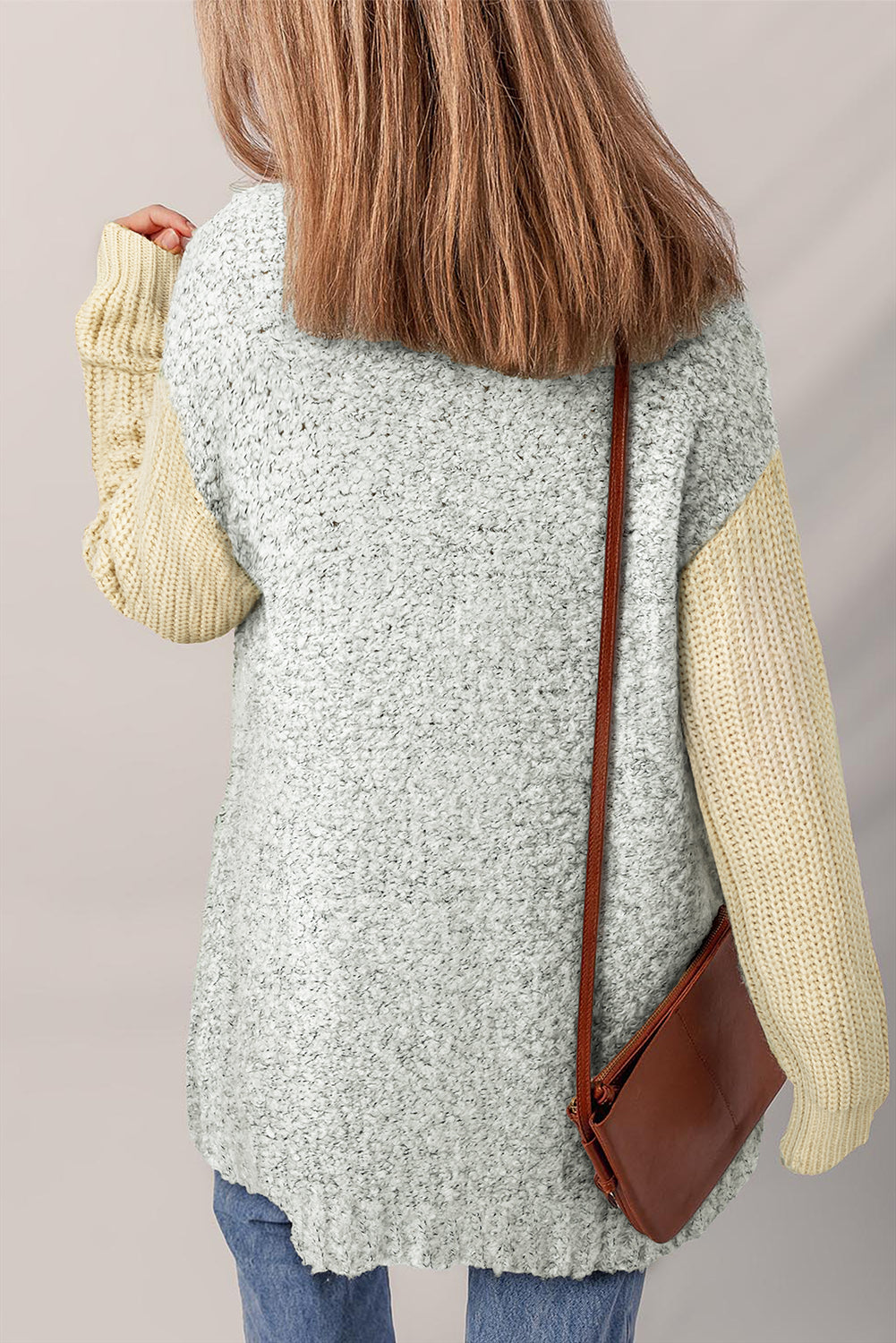 High-rise Patchwork Side Pockets Open Front Cardigan Cardigans d509a71b1710e8d6