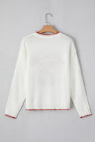White Sweet Bow Long Sleeve Knit Sweater Sweaters d51c9edecb5aa318