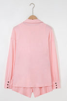 Gray Shirred Hem Crop Tank Top Loose Shorts Cardigan 3 Piece Pajama Set Loungewear Set d647e27dc5151f48