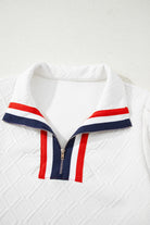 White Pop of Color Neckline Plaid Textured Puff Sleeve Mini Dress Short Dresses d65d3b2effefe907