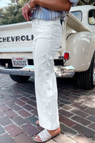 White Bowknot Side Detail Straight Leg Loose Jeans Jeans d66d6399e58ba0eb