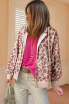 Rose Leopard Print Zip Up Hooded Sweatshirt Sweatshirts & Hoodies d695dcaf2047f809
