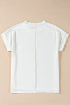 Medium Grey Crinkle Rib Knit Exposed Seam Round Neck T-shirt T Shirts d6a08bf64071b5b6