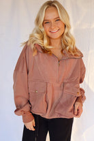 Camel Exposed Seam Side Pockets Half Zipper Baggy Sweatshirt Sweatshirts & Hoodies d6aa1136b6927239