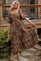 Brown Leopard Print Puff Sleeve Ricrac Maxi Dress Maxi Dresses d6e5a27cf432d978