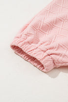 Light Pink Puff Sleeve Zipper Pop of Color Neckline Blouse Blouses d7bec7b908455b98