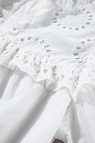 White Embroidered Lace Patchwork Tie Neck Half Sleeve Blouse Blouses d849b6aeab8724b2