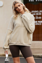 Black Half Zip Stand Collar Exposed Seam Solid Color Casual Sweatshirt Sweatshirts & Hoodies d8559433c14fc1bc