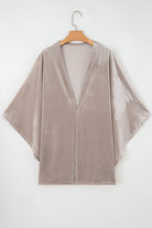 Smoke Gray 3/4 Sleeve Open Front Velvet Kimono Coats d87873575ddc193b