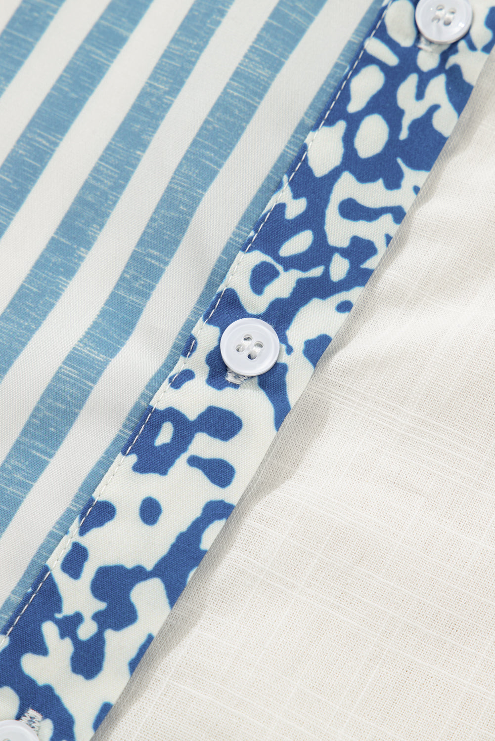 Sky Blue Leopard Striped Patchwork Casual Plus Shirt Plus Size Tops d92301164c07ddc2