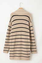 Black Stripe Side Pockets Open Front Cardigan Cardigans d93bce350e72a57f