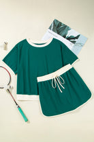 Bonbon Plus Size Contrast Trim T Shirt and Skort Two Piece Set Plus Size Matching Sets d96a5fefcdc6eb14