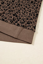 Brown Ribbed Trim Leopard Print Long Sleeve Top Long Sleeve Tops d96cdf1e18b21e02