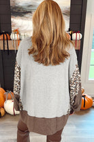 Gray Leopard Patchwork Dolman Sleeve High Low Baggy Sweatshirt Sweatshirts & Hoodies d97a7101263de6ee
