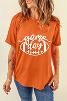 Orange game day Football Heat Transfer Printing Womens T Shirt Graphic Tees da0f1e635b666c05
