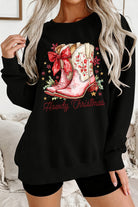 Black Howdy Christmas Boots Heat Transfer Printing Baggy Sweatshirt Graphic Sweatshirts dabd37b081431560