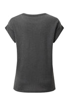 Carbon Grey Twisted Ribbed Textured Plain T Shirt T Shirts db255ab071874839