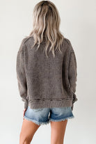 Dark Brown Mineral Wash Exposed Seam Patchwork Knit Cardigan Cardigans db6dd0f92c96a6ab