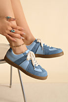 Dusk Blue Two Tone Suede Patched Lace Up Sneakers Sneakers dbc2bb0f553ca5a1