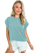 Carbon Grey Twisted Ribbed Textured Plain T Shirt T Shirts dccbd11b4693ec31