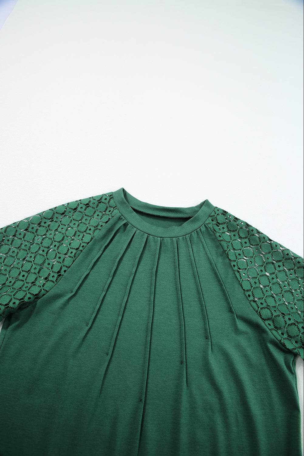 Blackish Green Seamed Detail Contrast Lace Raglan Sleeve Tee T Shirts dd25e0864c28fa16