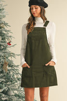 Vineyard Green Corduroy Front Pockets Overall Dress Short Dresses ddabc252b1cc67f9