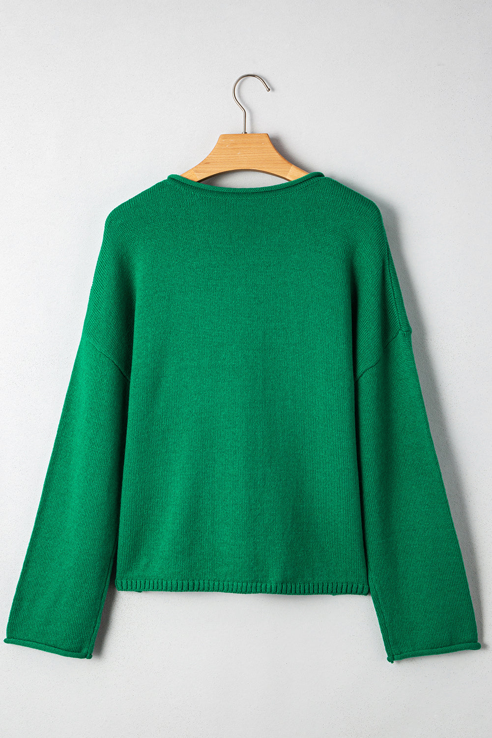 Bright Green Solid Color Button Drop Shoulder Knit Cardigan Cardigans de09814abeffae21