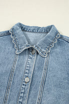 Myosotis Scallop Trim Collar Pocket Button Up Denim Jacket Jackets de0de7ad66c81ffc
